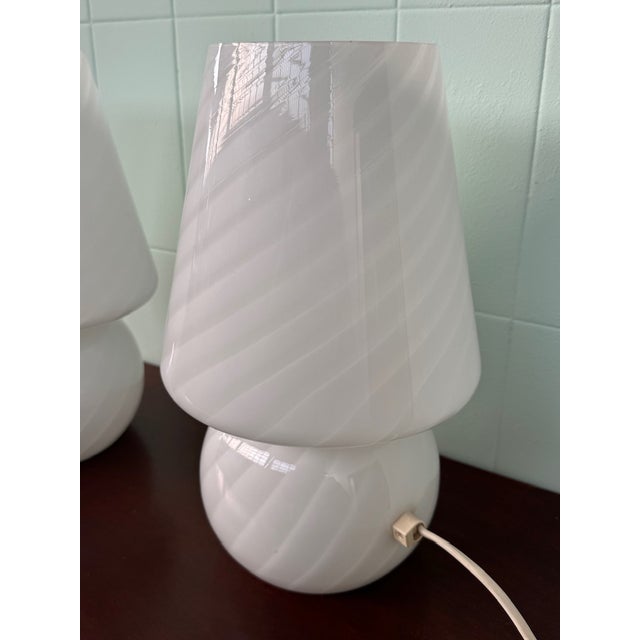 Glass Vintage Italian Lamps with Murano Glass Lampshades, 1970s, Set of 2 For Sale - Image 7 of 13