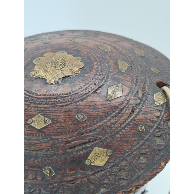 Indian Wooden Measuring Cup with Brass Inlays, 1930s For Sale - Image 10 of 14