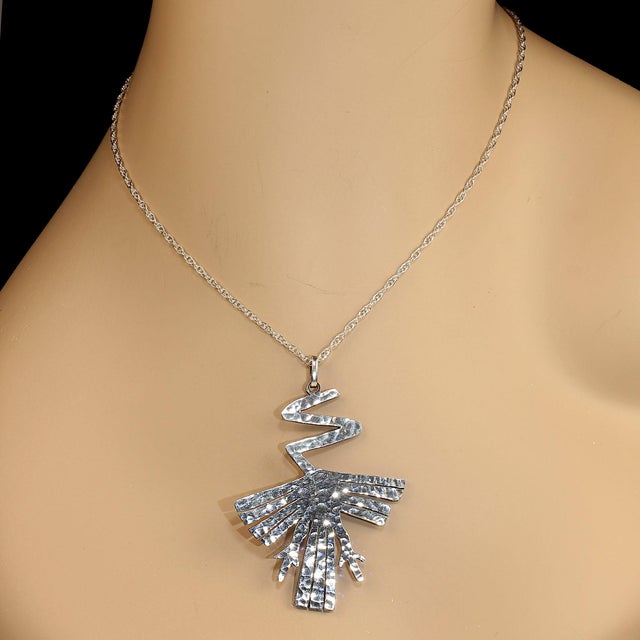 Folk Art Late 20th Century Sterling Silver Nazca Line Hummingbird Pendant For Sale - Image 3 of 5