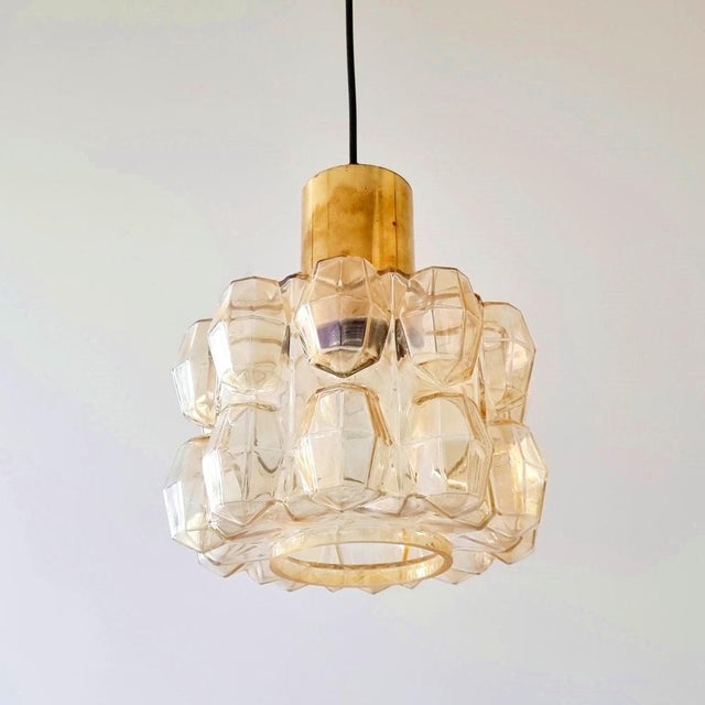 Large Amber Diamond Glass Ceiling Light by Helena Tynell for Limburg, Germany, 1960s For Sale - Image 4 of 10