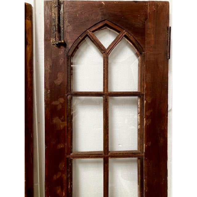 French Door Panels With Arch Top 14 Panes of Glass Set Size 87 X 46 For Sale - Image 9 of 12