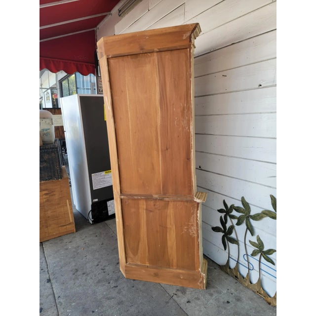1980s Rustic Carved Wood Corner Hutch Cabinet For Sale In Los Angeles - Image 6 of 18