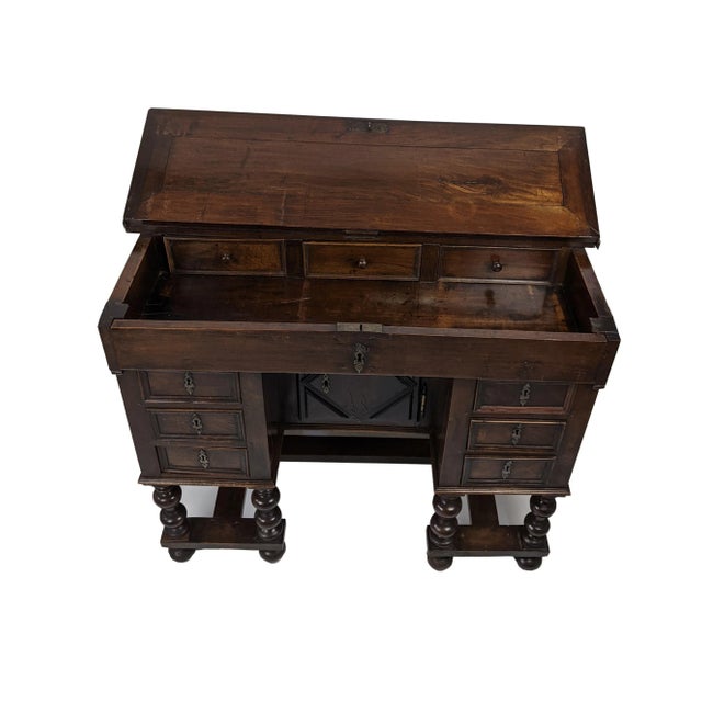 Traditional Antique Walnut Kneehole Executive Desk For Sale - Image 3 of 8