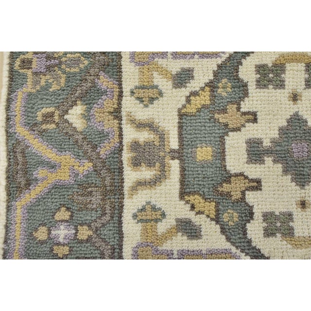 Oushak Runner 2'6'' X 9'10'' Ivory Wool Tribal Hand-Knotted Oriental Rug For Sale - Image 9 of 12