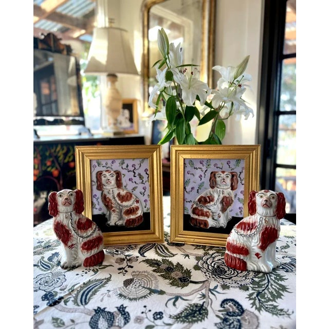 Crispin & Catherine the Red and White Staffordshire Dogs and Their Portraits by Susannah Carson For Sale - Image 12 of 12