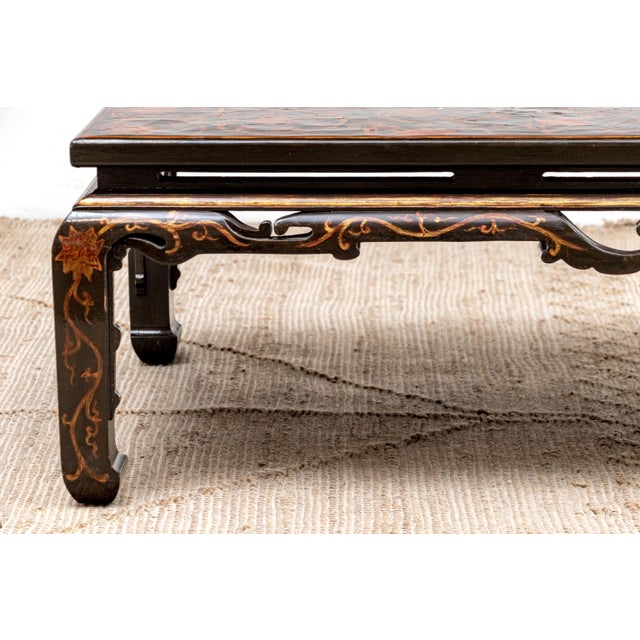 Chinoiserie Vintage Chinoiserie Rectangular Lacquered Coffee Table For Sale - Image 3 of 11