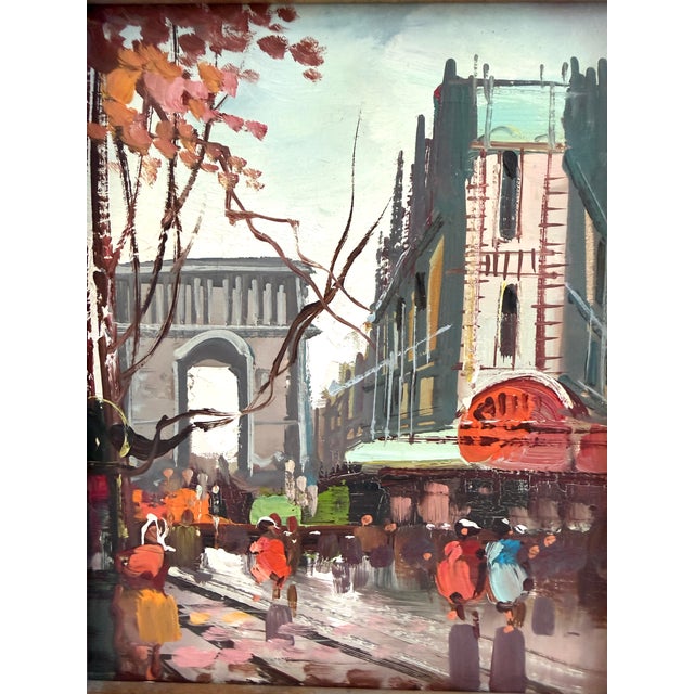 French 1970s Impressionist Street Scene Autumn in Paris Arc De Triomphe Oil on Canvas For Sale - Image 3 of 10