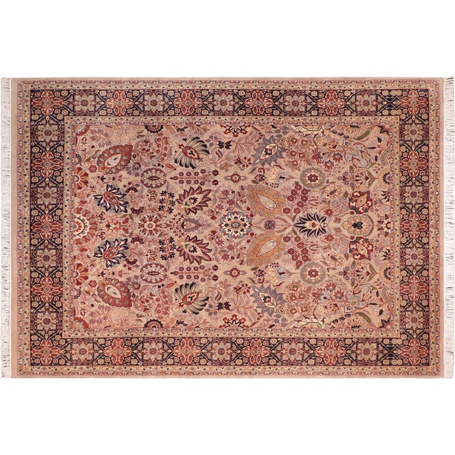 Gray Art Nouveau 1990's Tabriz Pak-Persian Gray/Blue Wool Rug - 8'2'' X 9'9'' For Sale - Image 8 of 9