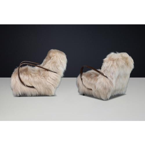 Lounge Chairs in Icelandic Sheepskin from Jindřich Halabala, 1940s, Set of 2 For Sale - Image 16 of 18
