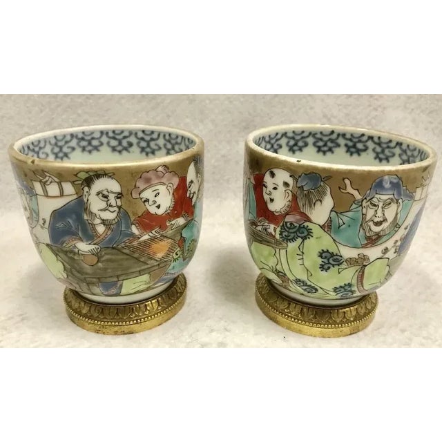 18th Century Antique 18th Century Japanese Edo Period Porcelain Mounted Beaker Cups - A Pair For Sale - Image 5 of 13
