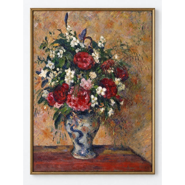 This French Impressionist floral art print reproduces Camille Pissarro’s Still Life with Peonies and Mock Orange. Rich red...