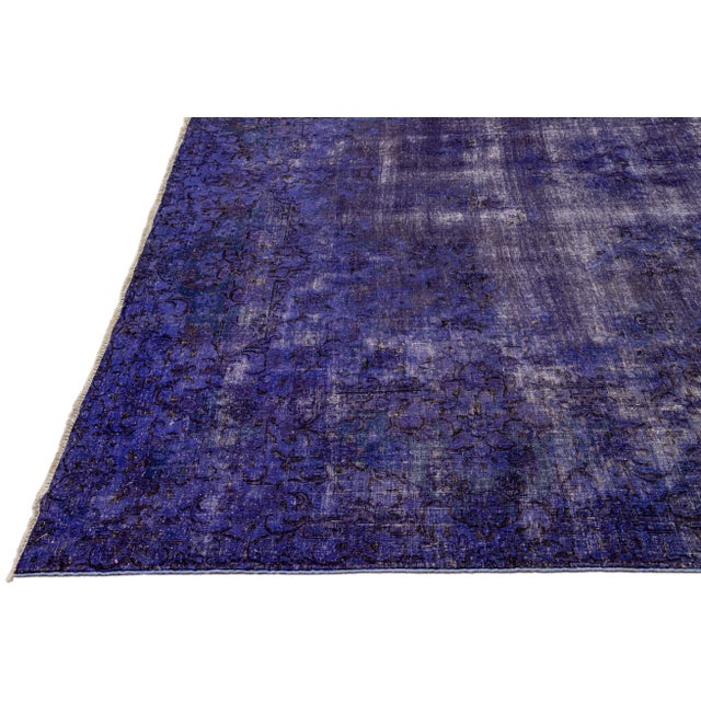 Purple Vintage Overdyed Handmade Medallion Motif Oversize Wool Rug For Sale - Image 4 of 9