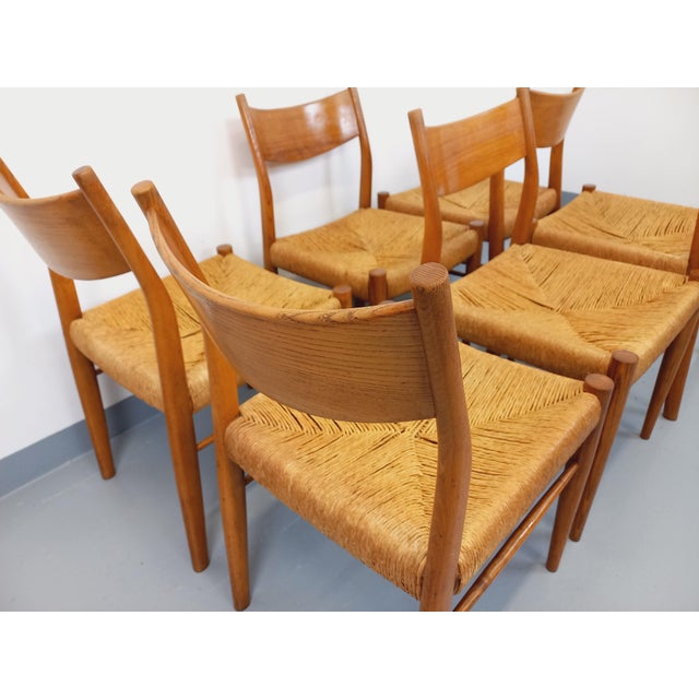 Vintage Italian Chairs in Teak and Rope by Piero Palange and Werther Toffoloni for Montina, 1960s, Set of 6 For Sale - Image 6 of 18