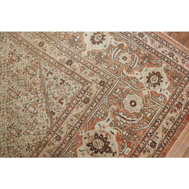 Large Brown Antique Persian Tabriz Rug - 11'8" x 16'4" For Sale - Image 4 of 6