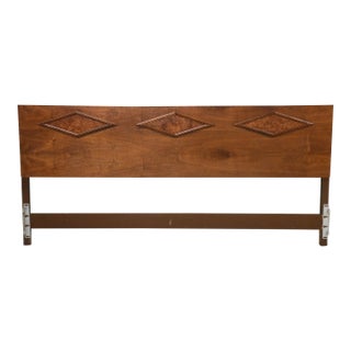 1960s Walnut King Mid Century Headboard by Young Manufacturing For Sale