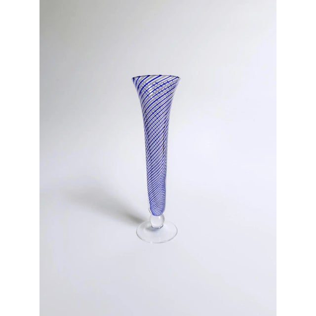 Vintage Pasabahce Swirl Thread Glass Vase For Sale - Image 5 of 5