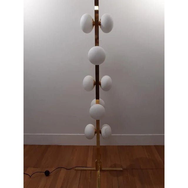 Mid-Century Modern Vintage Brass Floor Lamp with 10 Lights, 1970s For Sale - Image 3 of 10