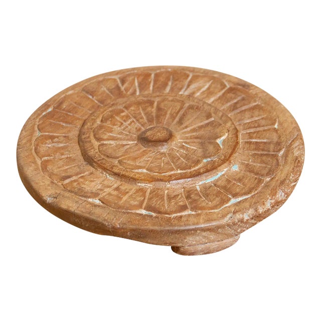 Vintage Carved Wooden Candle Stand For Sale