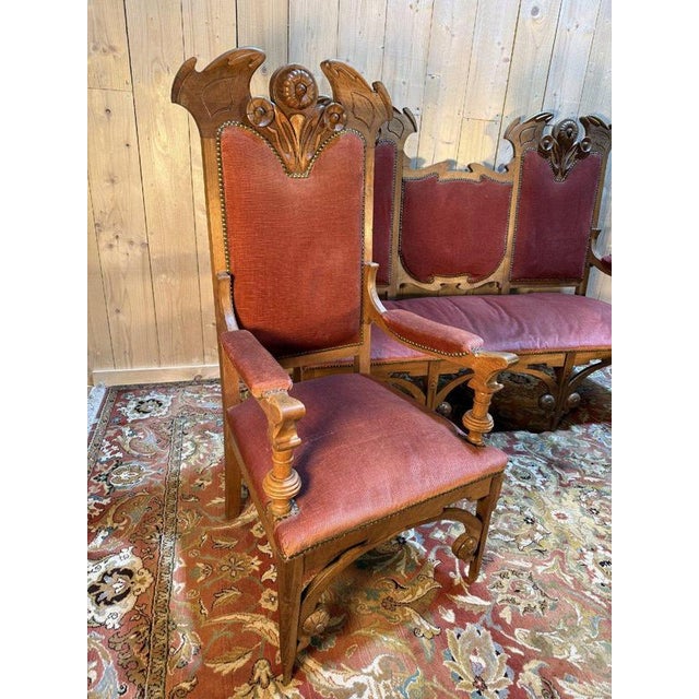 Period: 20th century Style: Art Nouveau Condition: En l'etat Material: Solid wood Length: 160Width: 55Height: 130Depth: 55...