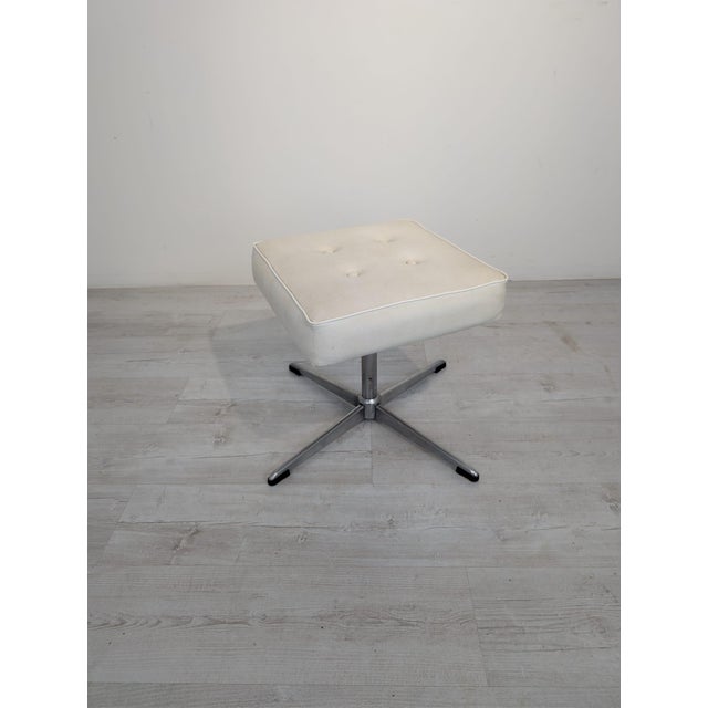 White pouffe, footstool, or stool from the communist era White pouffe, footstool, or stool from the communist era. Sturdy...