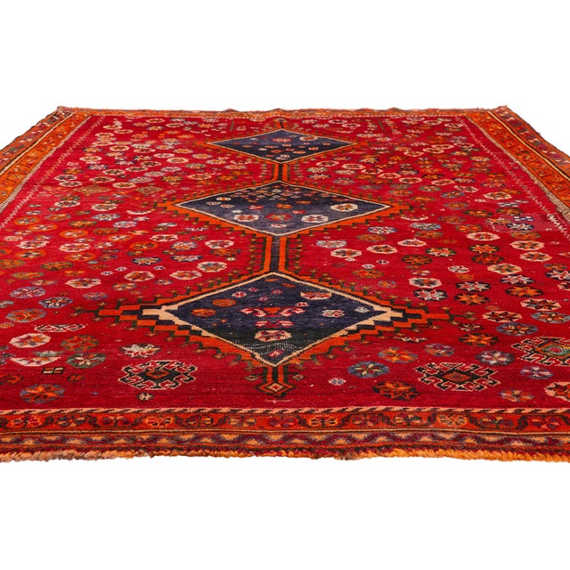 Tribal Vintage Persian Shiraz Rug, 06'10 X 09'10 For Sale - Image 3 of 10
