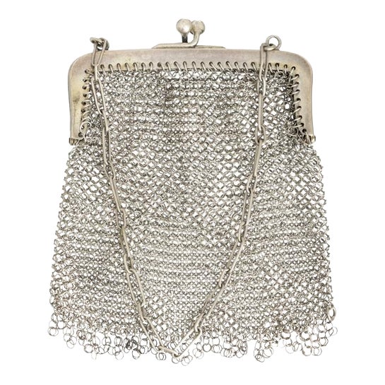 19th Century Silver Mesh Bag For Sale