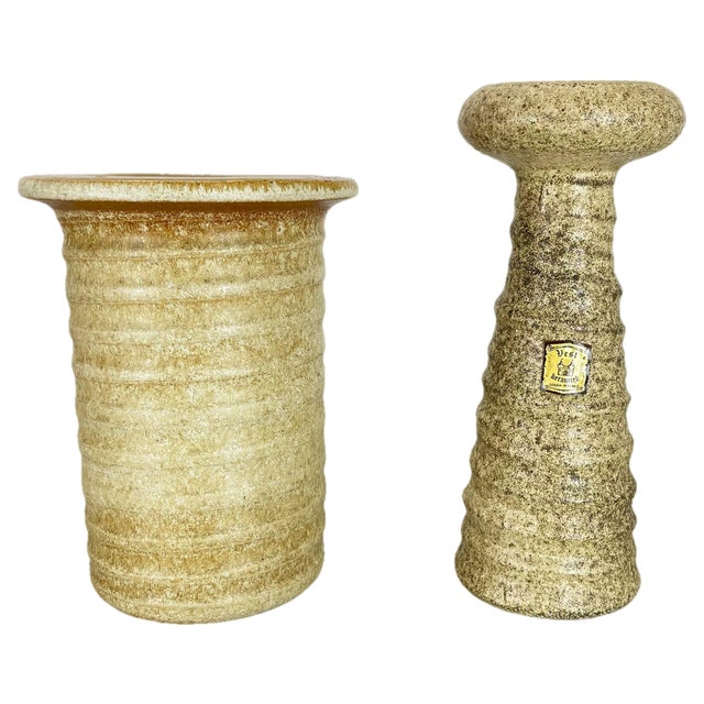 Ceramic Studio Pottery Vases attributed to Vest Ceramics, Netherlands, 1970, Set of 2 For Sale