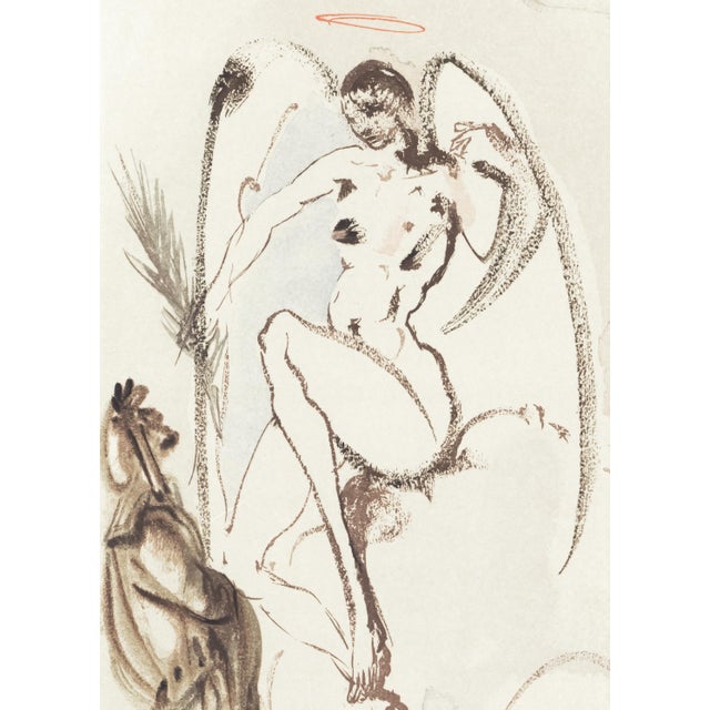Abstract 1963 Dalí Divine Comedy Engraving Paradis Chant 28 "Les Anges Fidèles" (The Faithful Angels) For Sale - Image 3 of 8
