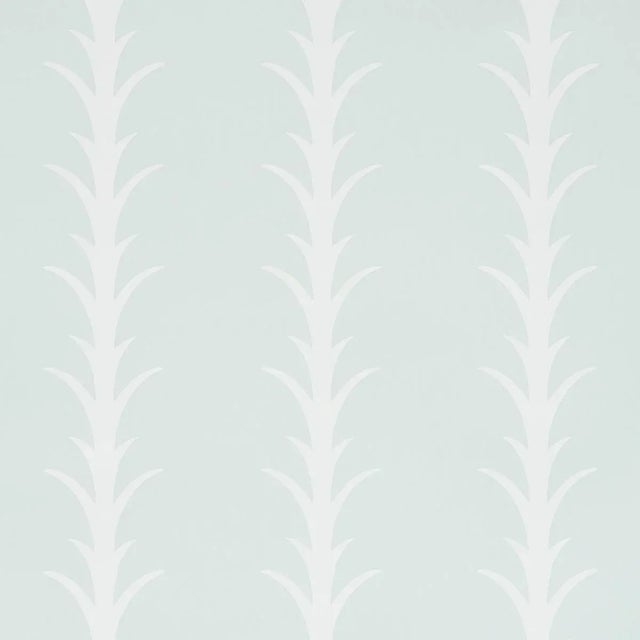Schumacher x Celerie Kemble Acanthus Stripe Wallpaper in Ivory on Mineral For Sale