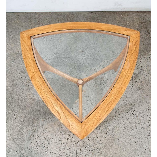 1960s 1960s Mid Century Modern Cocktail Table Set Side End Round Glass Triangular Lane Pair For Sale - Image 5 of 11