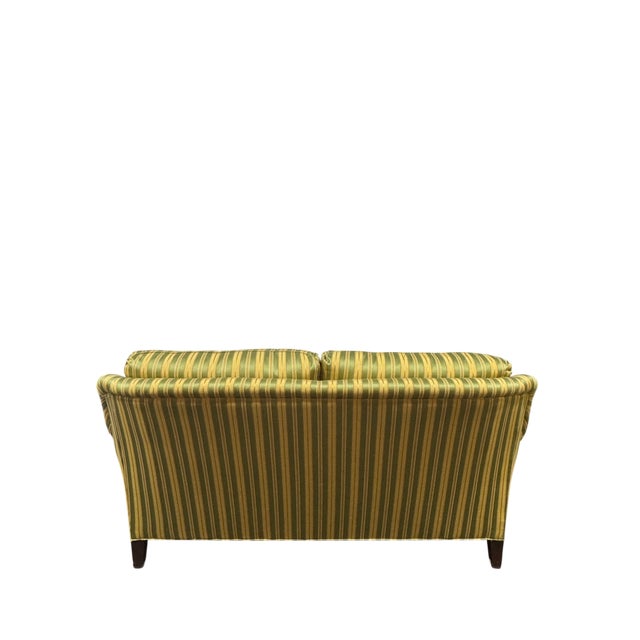 Green Sherrill Loveseat / Sofa With Fine Striped Upholstery For Sale - Image 8 of 10