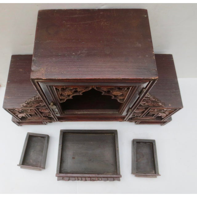 Wood Antique Chinese Home Buddha Altar House For Sale - Image 7 of 14