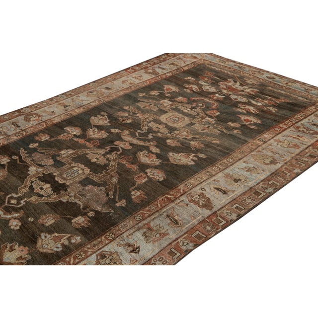 Late 19th Century Antique Bidjar Brown Handmade Medallion Floral Wool Runner For Sale - Image 5 of 10