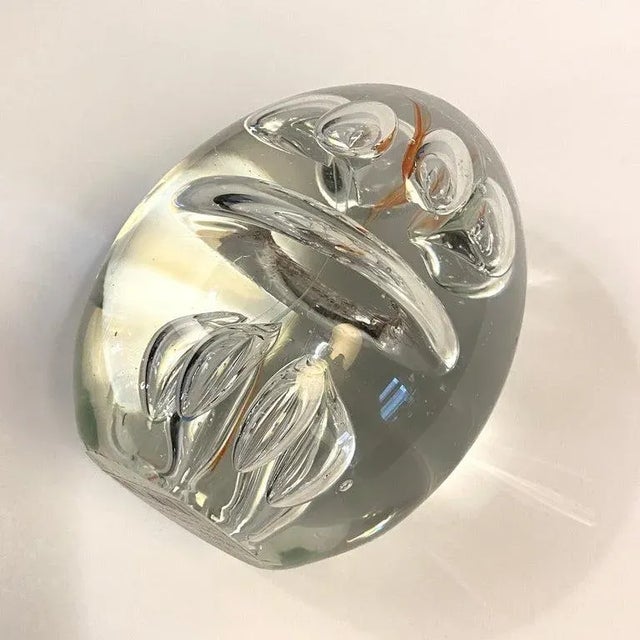 1980s 1980s Clear Hand Blown Art Glass Paperweight For Sale - Image 5 of 12