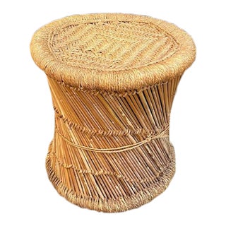 Vintage Pencil Reed Rattan/Rush/Rope Stool For Sale