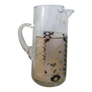 Vintage Culver Imari Style Pitcher Pinched Spout Black, Gold and Frost Pattern For Sale