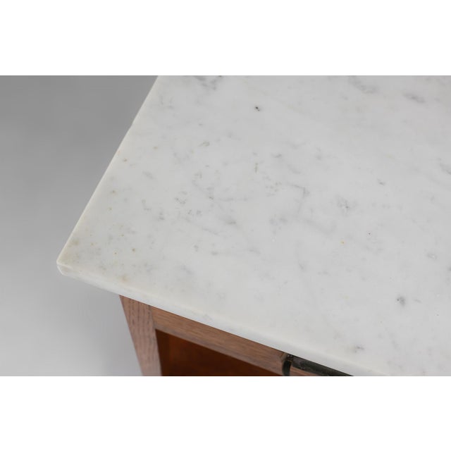 Art Deco French Night Stand with Carrara Marble Top, 1920s For Sale - Image 9 of 12