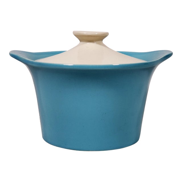 Vintage Original Mid Century Modern Atomic Style Shawnee Pottery Casserole Dish & Lid For Sale