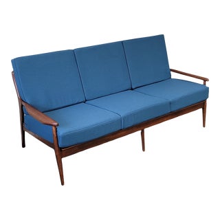 1950s Vintage Danish Teak 3-Seat Sofa For Sale