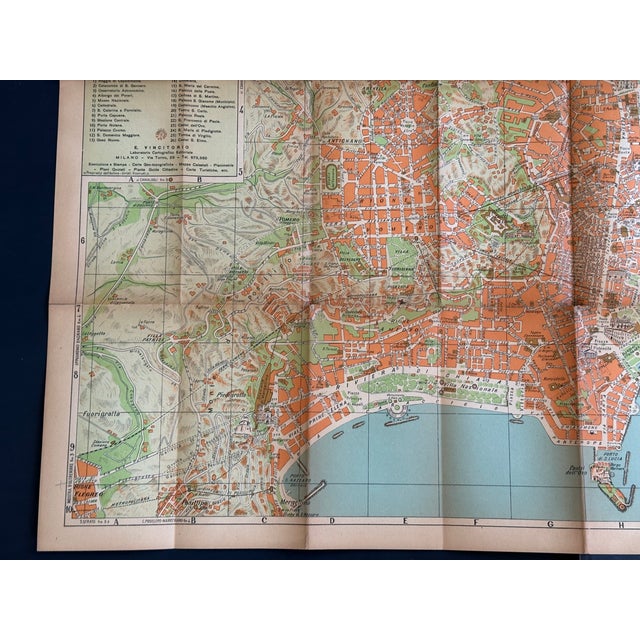 Salmon Vintage Map of Naples Italy For Sale - Image 8 of 12