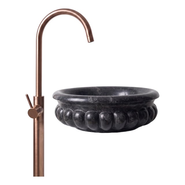 Handmade Black Indian Marble Countertop Sink For Sale