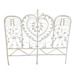 Rattan Twin Bed Headboard Heart Fiddlehead 60s Hollywood Regency Bohemian Bedroom Furniture