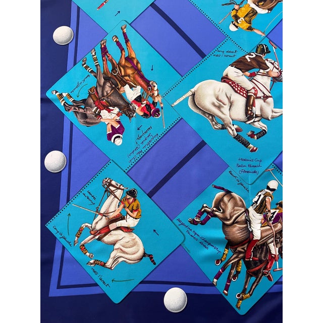 Hermès Hermès Scarf « Monde Du Polo - Cup Palm Beach » 1987 For Sale - Image 4 of 8
