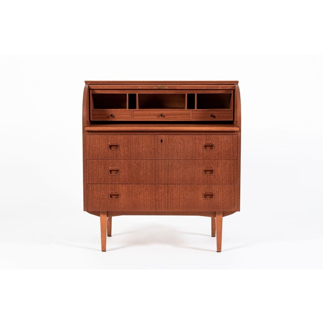 Mid-Century Modern Mid-Century Teak Rolltop Secretary Desk by Egon Ostergaard, Made in Sweden For Sale - Image 3 of 12