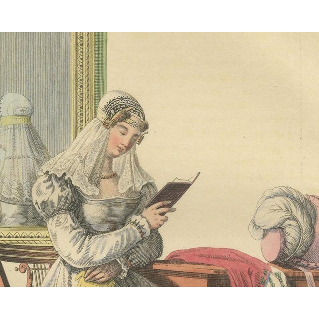Maaskamp, North Holland Lady in Her Drawing Room, Dutch Costume, 1820, Engraving For Sale - Image 4 of 9