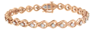 Rose Gold over .925 Sterling Silver 1/4 Cttw Diamond Miracle-Set Teardrop Shaped 7” Link Bracelet (I-J Color, I3 Clarity)