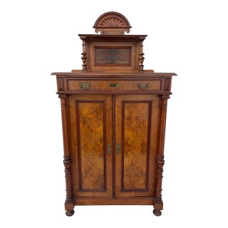 Antique Biedermeier Burled Walnut Hallway Cabinet For Sale