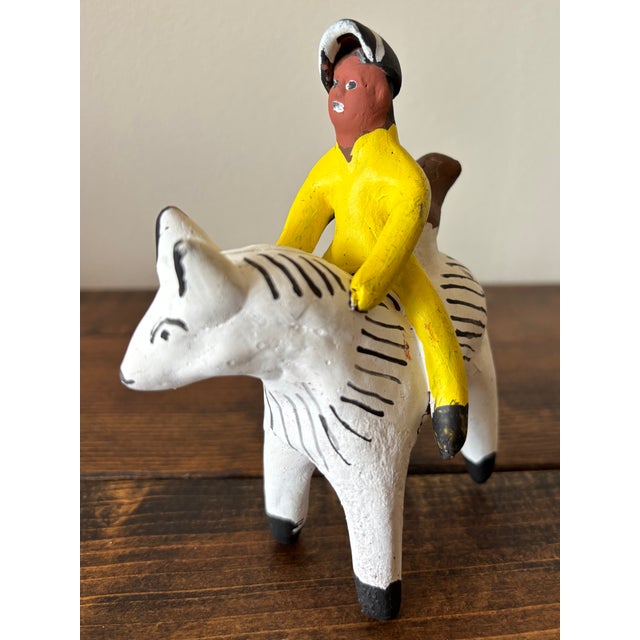 Figurative Mid 20th Century Folk Art Clay Whistle of Man on Horse For Sale - Image 3 of 9
