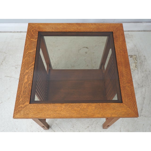 Mission Stickley Mission Oak Glass Top Lamp End Table For Sale - Image 3 of 13