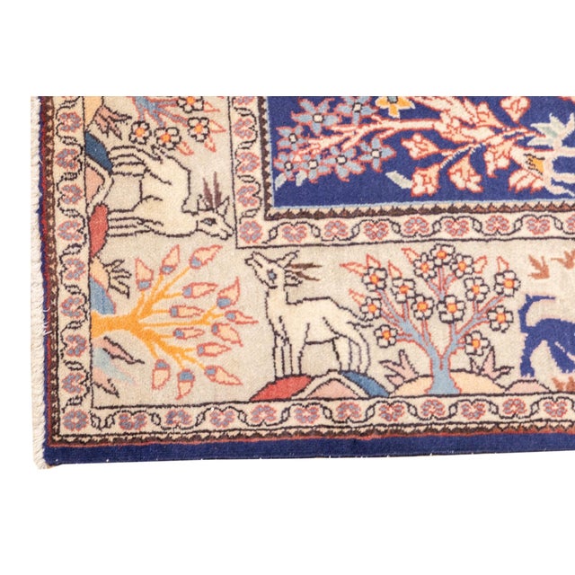 Navy Blue Vintage Hand-Knotted Persian Isfahan Rug 4'5" X 6'7" For Sale - Image 8 of 18